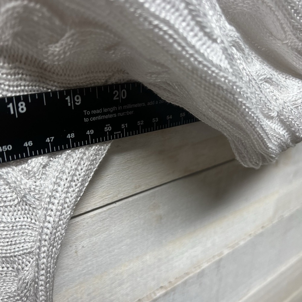 Lauren Ralph Lauren Sweater Top Large White Cable Knit Short Sleeve Black Label - Picture 10 of 10
